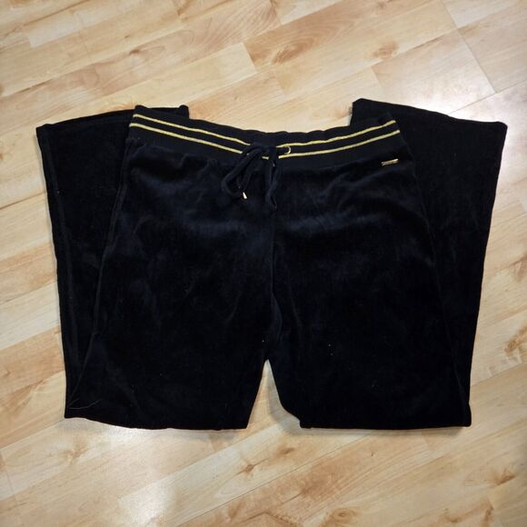 Echo Red Y2K Womens Black Velour Wide Leg Joggers Size XL - Picture 1 of 7